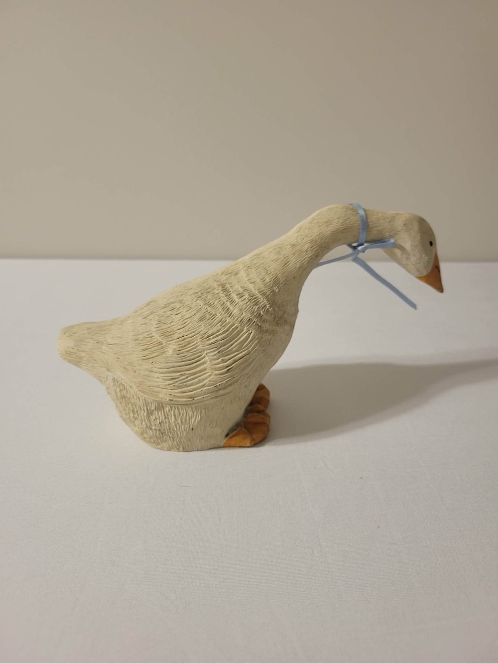 Vintage Goose Figurine with Blue Ribbon - Picture 2 of 4